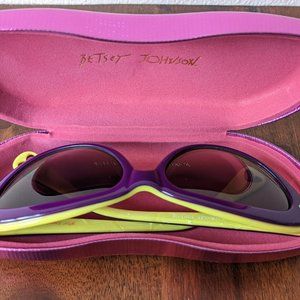 Purple and Yellow Betsey Johnson Cat-Eye Sunglasses with hard case